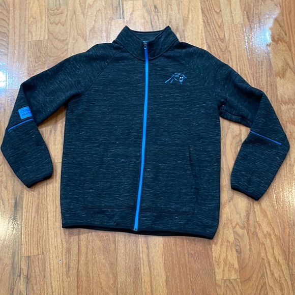 Carolina Panther NFL Jacket Full Zip Kangaroo Split Pockets Black Size Large - Picture 1 of 15